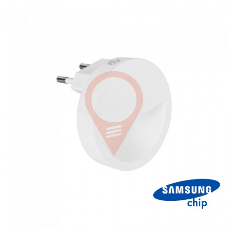 LED Нощна Лампа за Контакт SAMSUNG Чип Кръгла 3000K