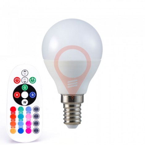 LED Крушка - 3.5W Е14 P45 А80 Кендъл Димираща С Дистанционно RGB 3000K