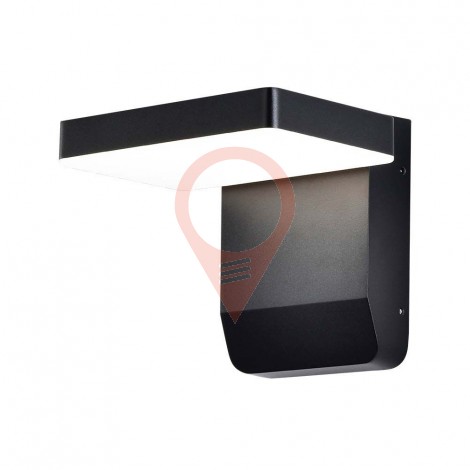 20W LED Wall Light Sensor Black Body Square 3000K IP65