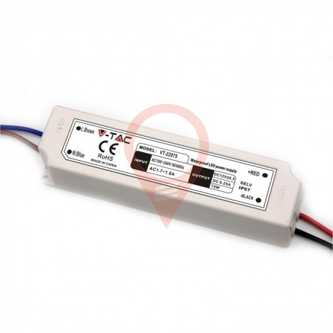 LED Захранване EMC - 75W 12V 5A пластик IP67