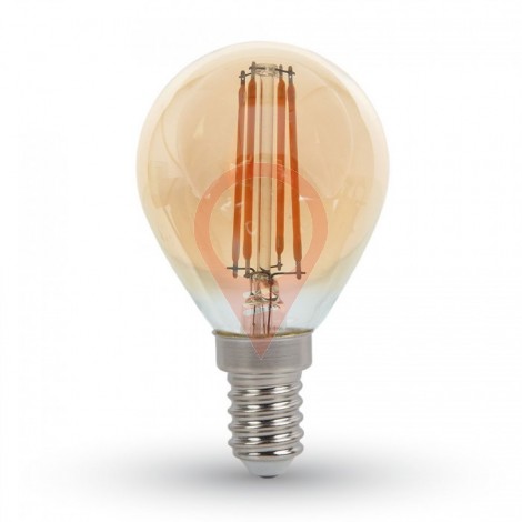 LED Крушка - 4W E14 P45 Винтидж Amber покритие Топло бяла светлина 