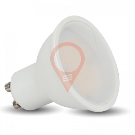 LED Крушка - 6W GU10 Бяла Пластик, Топло бяла 110°