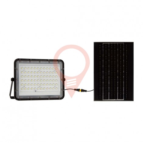 15W LED Solar Floodlight 4000K Replaceable Battery 3m Wire Black Body 