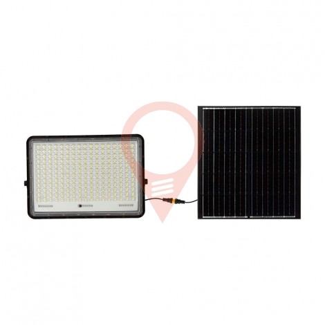 30W LED Solar Floodlight 6400K Replaceable Battery 3m Wire Black Body 