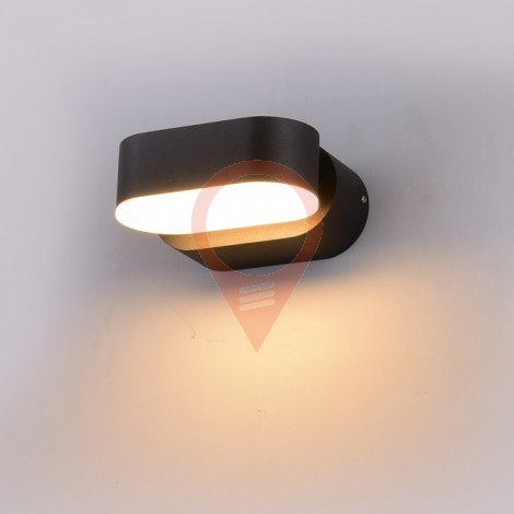 6W Стенна Лампа Черна IP65 Подвижна  Неутрално бяла светлина