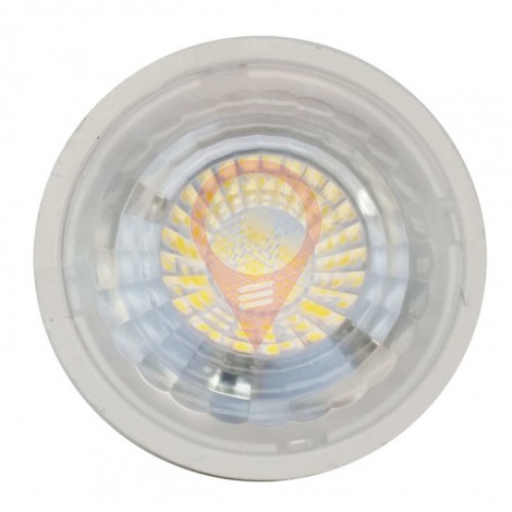 LED Крушка - 7W GU10 Пластик  с Лупа Топло Бяла Светлина 110°
