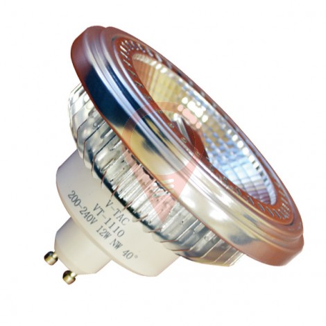 LED Крушка - AR111 GU10 40° 12W 12V Бяла светлина