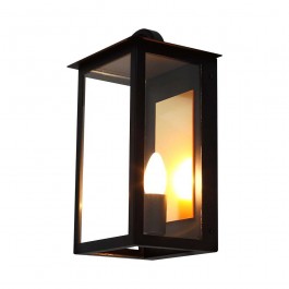 Wall Lamp with E14 Holder Black Body Clear Glass IP65