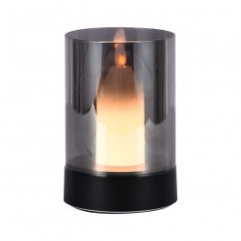 2W LED Candle Table Lamp 3000K Black + Smoky Glass