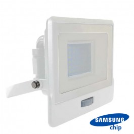 30W LED Прожектор PIR Сензор SAMSUNG Чип Бяло Тяло 3000K 