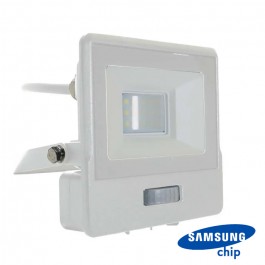 10W LED Прожектор PIR Сензор SAMSUNG Чип Бяло Тяло 3000K 1М Кабел 