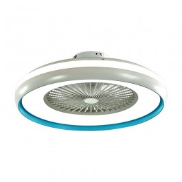 45W LED Box Fan With Ceiling Light RF Control 3in1 Motor Blue Ring