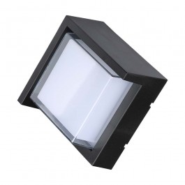 7W LED Wall Light Sami-Frame Black Square IP65 3000K