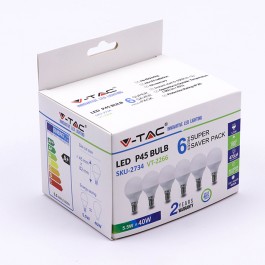 LED Крушка - 5.5W E14 P45 4000K 6Бр/Сет