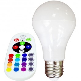 LED Крушка - 6W E27 A60 RGB С Дистанционно, топло бяла светлина