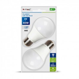 LED Крушка - 4W Винтидж  E27 A60 Прозрачна Топло бяла светлина 2 бр/Сет
