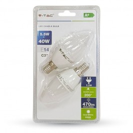 LED Крушка - 5.5W E14 Тип Свещ Неутрално бяла светлина 2 бр/Сет                            