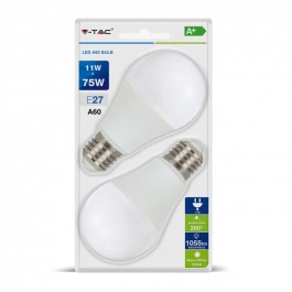 LED Крушка - 11W E27 A60 Термо Пластик неутрално бяла светлина 2 бр/Сет