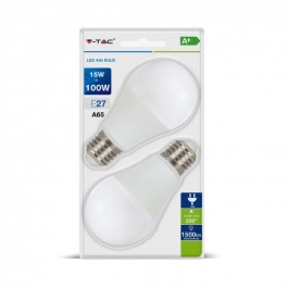 LED Крушка - 15W E27 A60 Термо Пластик бяла светлина 2 бр/Сет