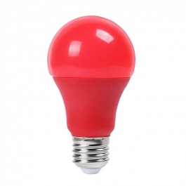 LED Крушка - 9W E27 A60 Термо Пластик Червена