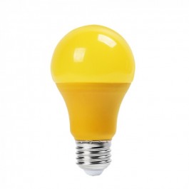 LED Крушка - 9W E27 A60 Термо Пластик Жълта