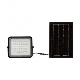 6W LED Solar Floodlight 6400K Replaceable Battery 3m Wire Black Body 