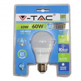 LED Крушка - 10W E27 A60 термо пластик топло бяла светлина - блистер